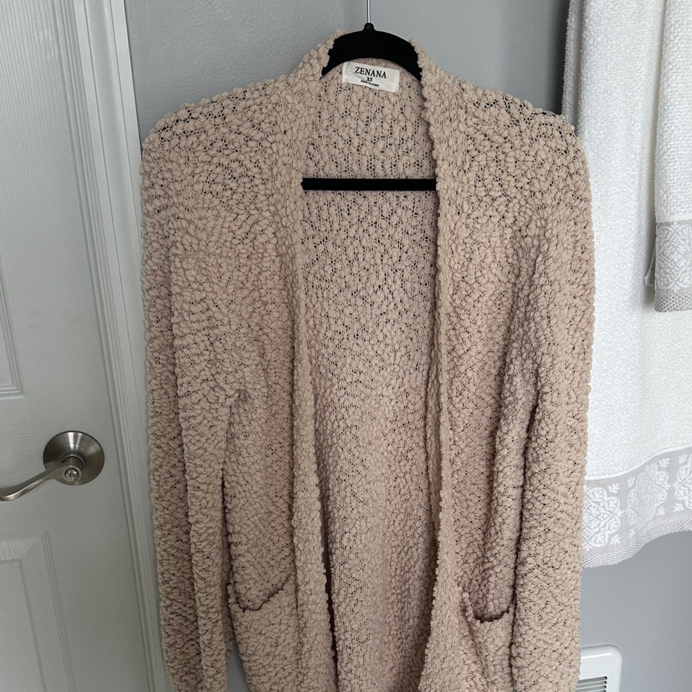 Zenana Outfitters Soft Tan popcorn Cardigan